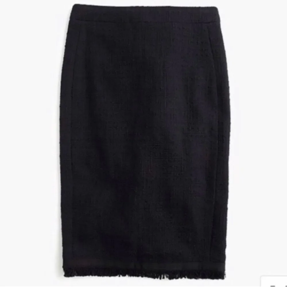 J. Crew Tweed Pencil Skirt with Fringe hem Size 6 Office Career wear